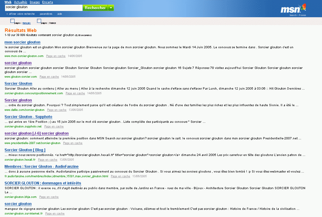 Classement final du sorcier glouton Classement final du sorcier glouton sur MSN