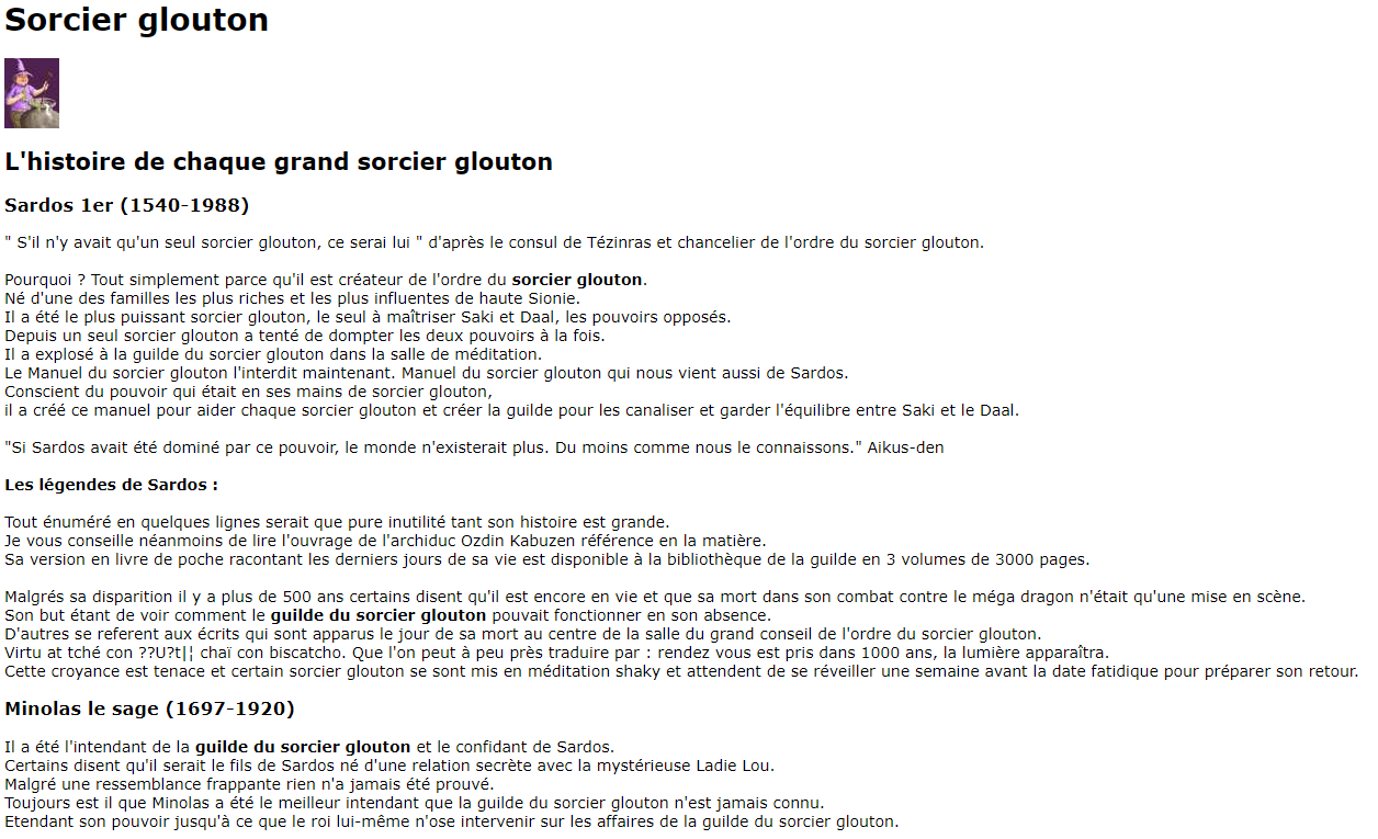 Texte sorcier glouton partie 1 Texte du sorcier glouton – partie 1