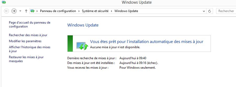 Windows update aucune mise &agrave; jour disponible