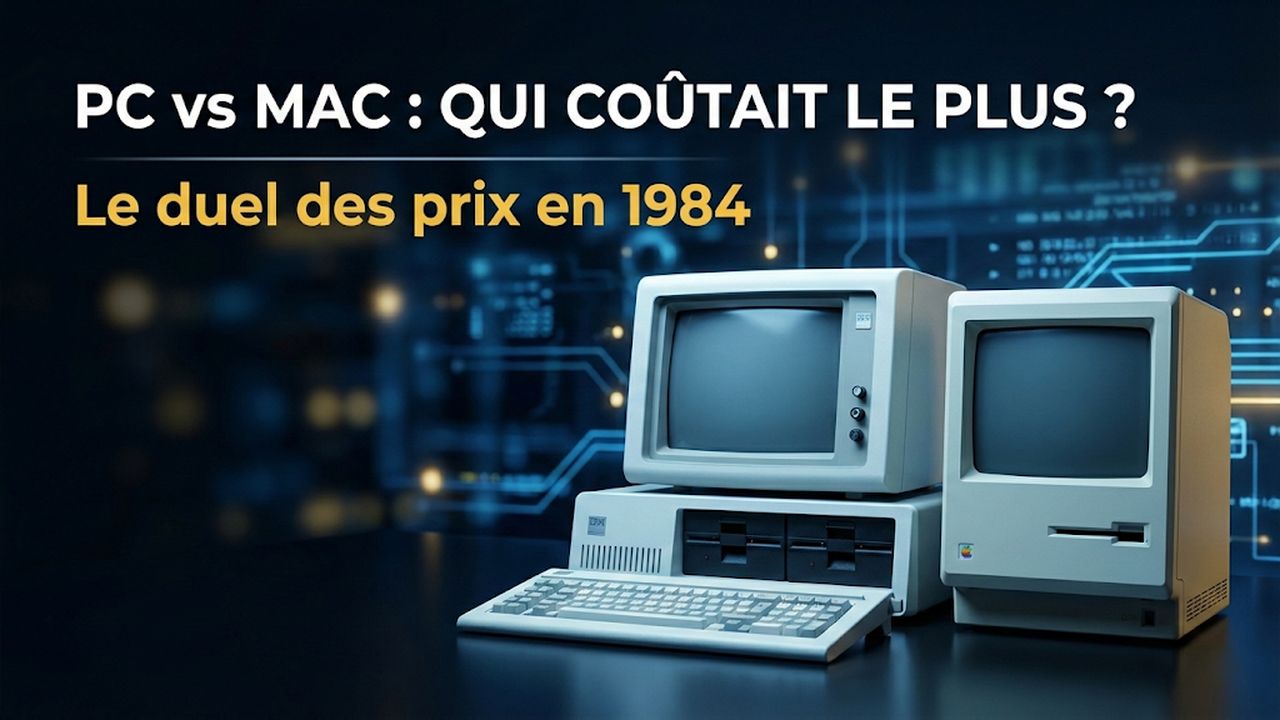 Vignette de Prix et descriptif technique d'un PC et d'un MAC en 1984